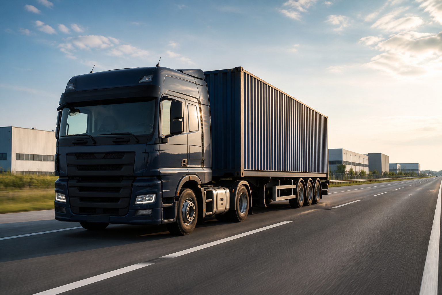 Container truck on a highway